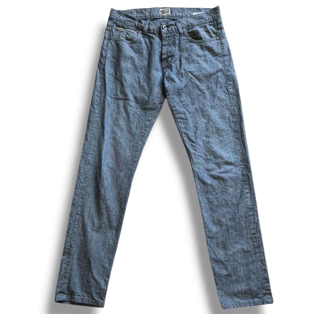 Naked & Famous Skinny‎ Guy Pineapple Selvedge Chambray 32x32 Blue Raw Denim Jean